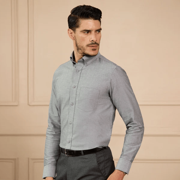 Regal Oxford Chambray Shirt in Ash Grey