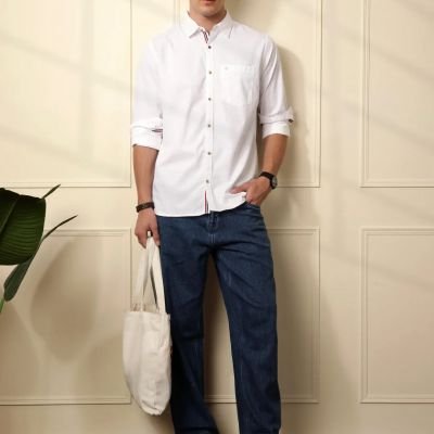 Cambridge Giza Cotton Shirt In Peach Fuzz Red