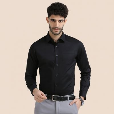 Cambridge Giza Cotton Shirt in Raven View 2