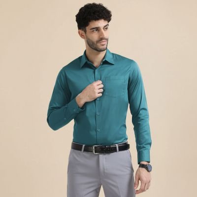 Cambridge Giza Cotton Shirt in Teal View 7