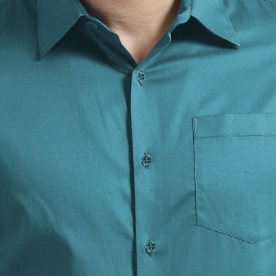 Cambridge Giza Cotton Shirt in Teal View 5