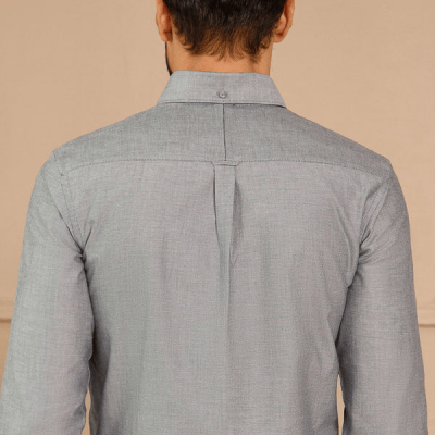 Regal Oxford Chambray Shirt in Ash Grey View 4
