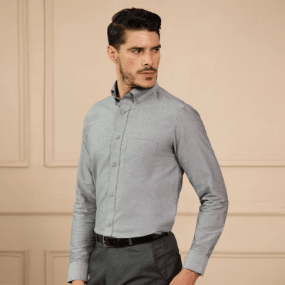 Regal Oxford Chambray Shirt in Ash Grey