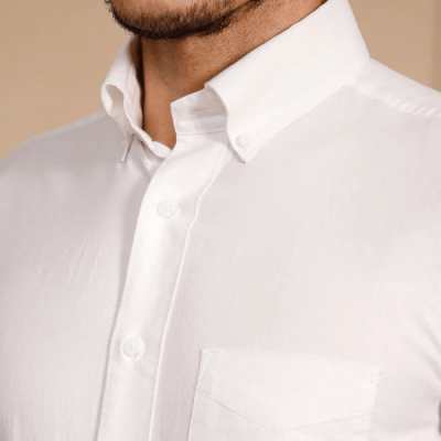 Regal Oxford Solid Shirt in Cloud White View 4